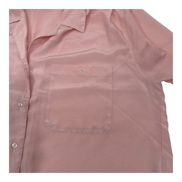 Lady Manhattan Vintage Salmon Pink Button-Up Short Sleeve Blouse Size 14 - Picture 7 of 13
